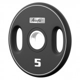 Олимпийский полиуретановый диск AeroFit 5 кг, черный, с 2-мя хватами Олимпийский полиуретановый диск AeroFit 5 кг, черный, с 2-мя хватами