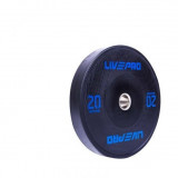 Бампированный диск LIVEPRO Black Rubber Bumper Plate 20 кг, черный/синий Бампированный диск LIVEPRO Black Rubber Bumper Plate 20 кг, черный/синий